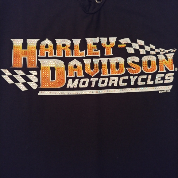 NWOT Tags. Harley Davidson tank top. Embellishments, tie front and back. Size Lg - Picture 2 of 5